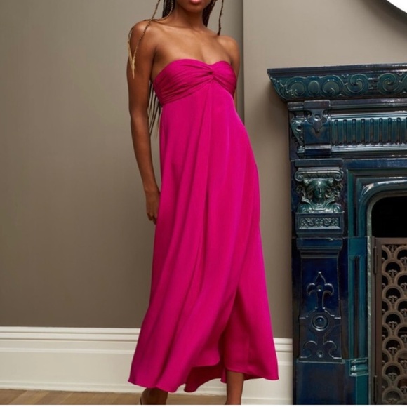 la ligne pink dress I need help finding a dupe for this dress please.  It's called La Ligne  Constance Tassled Shirred Silk-chiffon midi dress. : r/findfashion